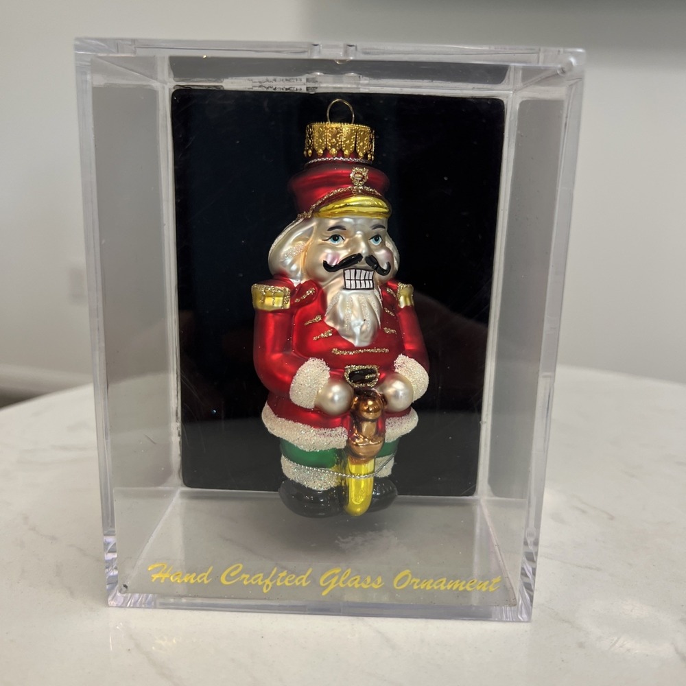 Hand Crafted Blown Glass Ornament Nutcracker Christmas Toy Soldier NIB